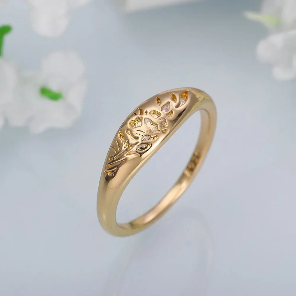 😍Gold Plated Flower Carved Unique Fashion Vintage Ring for Women, L032